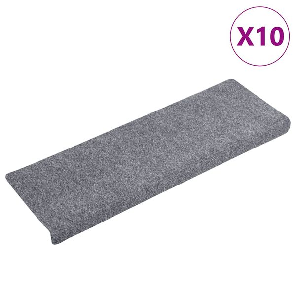 vidaXL Prostirke za stepenice samoljepljive 10 kom 65x21x4 cm svijetlo sive pravokutne rubove
