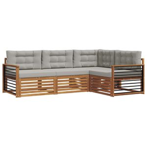 vidaXL Set vanjskih sofa s jastukom 4 pcs Prirodna i svijetlo siva