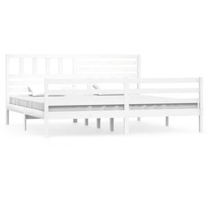 vidaXL Okvir za krevet od masivnog drva bijeli 200 x 200 cm