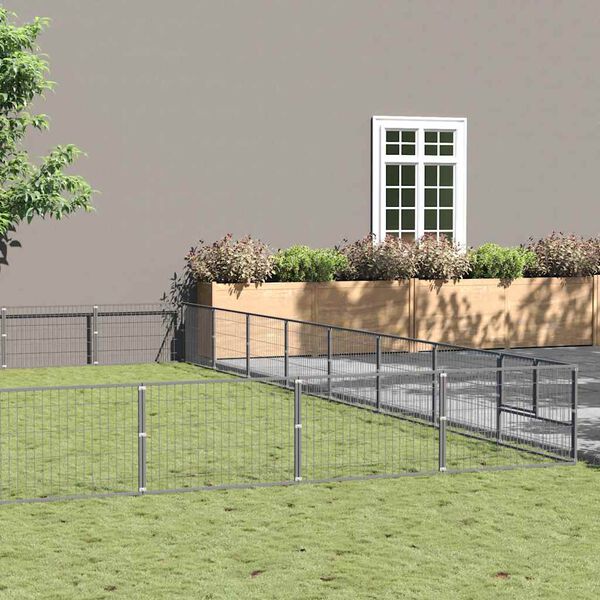 vidaXL Kavez za pse srebrni 80 m&sup2; čelični