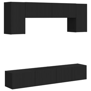 vidaXL Set TV komoda 4 kom. Crna Konstruirano drvo