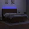 vidaXL Krevet box spring s madracem LED tamnosmeđi 180x200 cm tkanina