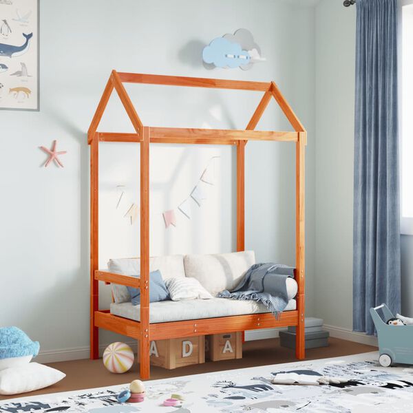 vidaXL Klupa s krovom voštano smeđa 117,5x70x176,5 cm masivna borovina