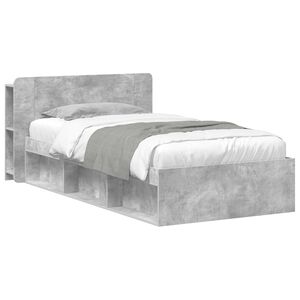 vidaXL Okvir kreveta s pohranom s uzglavljem Betonska siva 75 x 190 cm