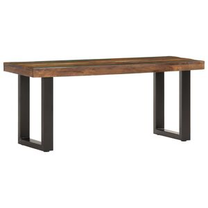vidaXL Klupa od masivnog obnovljenog drva i čelika 110 cm
