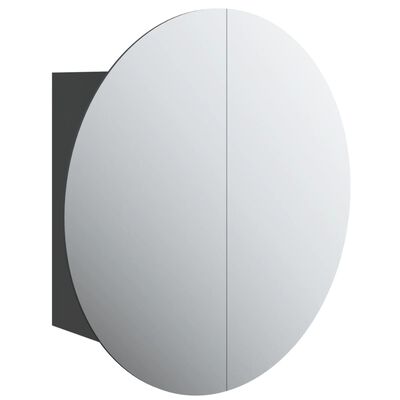 vidaXL Kupaonski ormarić s okruglim ogledalom LED crni 47x47x17,5 cm