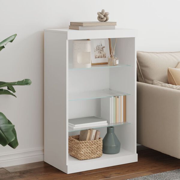 vidaXL Komoda s LED svjetlima bijela 60,5x37x100 cm