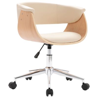 vidaXL Okretna uredska stolica od savijenog drva i umjetne kože krem