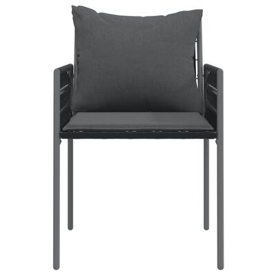 vidaXL Vrtne stolice s jastucima 4 kom crne 54x61x83 cm od poliratana