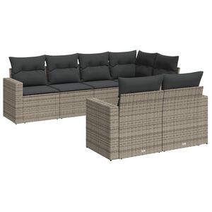 vidaXL 7-dijelni set vrtnih sofa sivi od poliratana