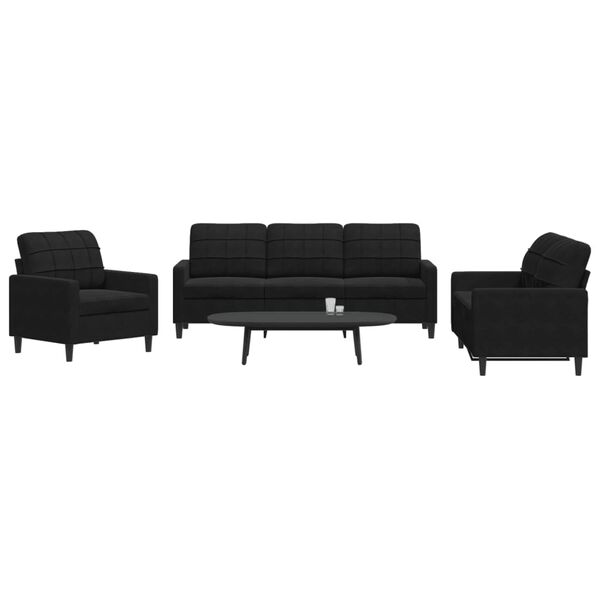vidaXL 3-dijelni set sofa s jastucima crni bar&scaron;unasti
