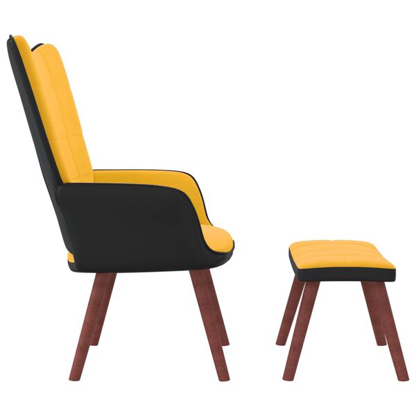 vidaXL Stolica za opu&scaron;tanje s osloncem za noge boja senfa bar&scaron;un/PVC