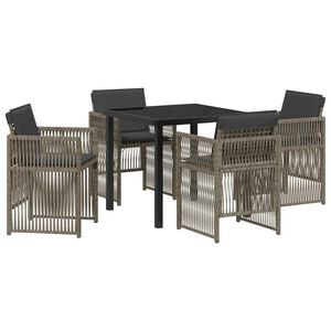 vidaXL Vrtni set za objed 5 pcs Siva Čelik s prahom premazan