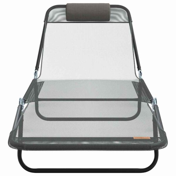 vidaXL Sklopiva ležaljka za sunčanje Siva 182 x 55 x 85.5 cm Tekstilen