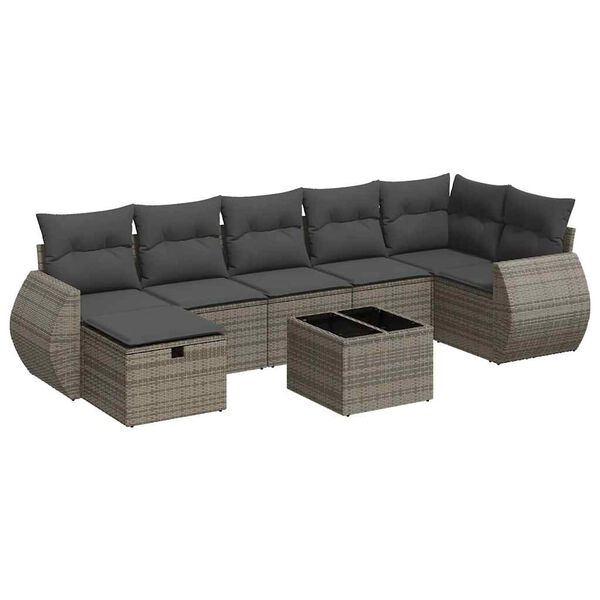 vidaXL 7-dijelni set vrtnih sofa sivi od poliratana