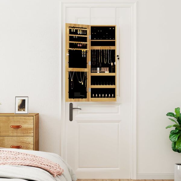 vidaXL Zidni ormarić za nakit s LED svjetlima