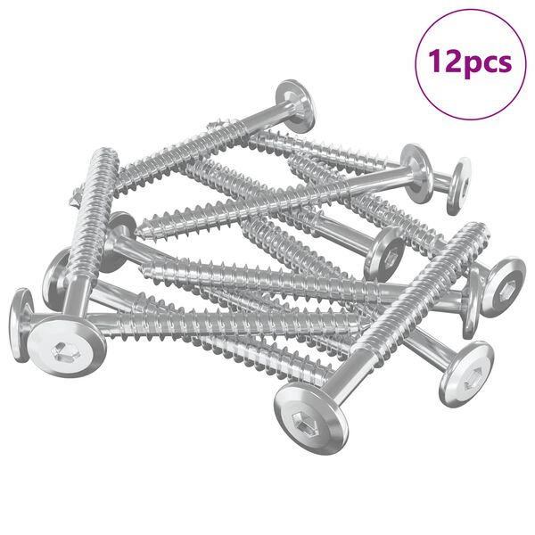 vidaXL Drvene vijake 12 pcs Srebrno M6 x 70 mm Čelik