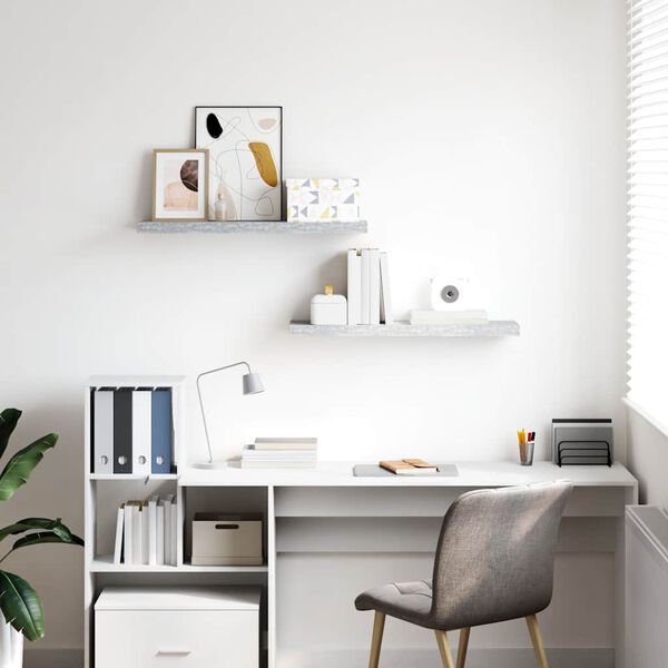 vidaXL Plutajuće zidne police 2 kom boja betona 80 x 23,5 x 3,8 cm MDF