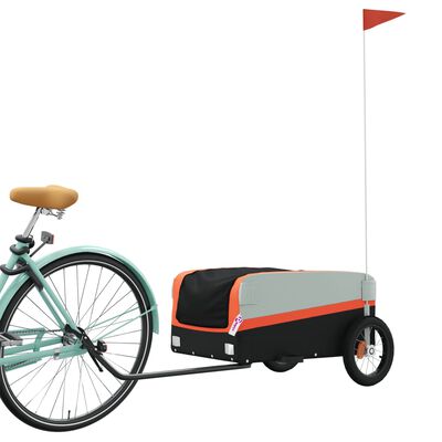 vidaXL Prikolica za bicikl crno-narančasta 30 kg željezna
