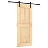 vidaXL Klizna vrata Prirodna i crna 85 x 210 cm Čvrsta borovina