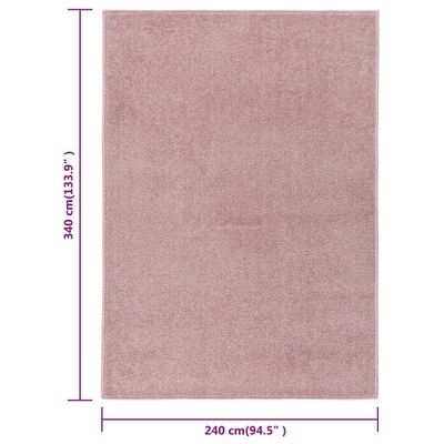 vidaXL Tepih s kratkim vlaknima 240 x 340 cm ružičasti