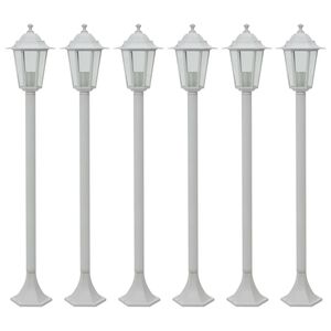 vidaXL Vrtna stupna svjetiljka od aluminija 6 kom E27 110 cm bijela