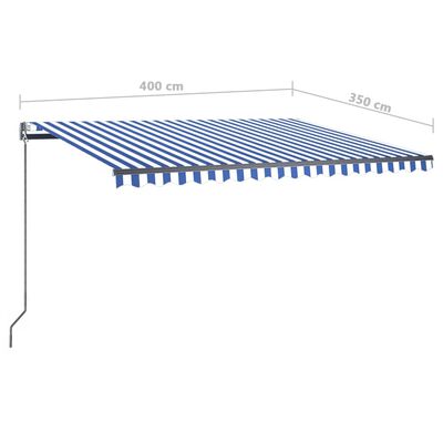 vidaXL Automatska tenda sa senzorom LED 400x350 cm plavo-bijela