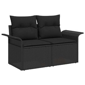 vidaXL Vrtni kauč s jastukom Crna 141 x 62 x 69cm poliratan