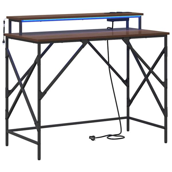 vidaXL Stol s policom Smeđi hrast 100 x 50 x 86,5 cm Konstruirano drvo