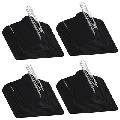 vidaXL 100-dijelni set vješalica za odjeću protuklizni crni baršunasti
