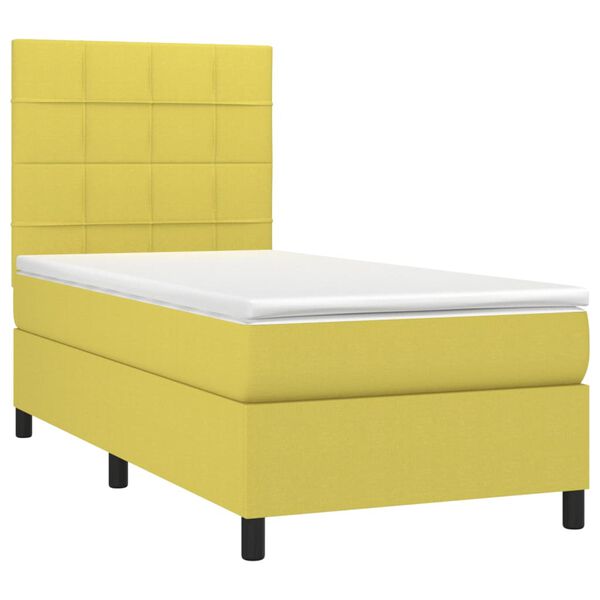 vidaXL Krevet box spring s madracem LED zeleni 90x190 cm od tkanine