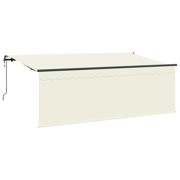 vidaXL Skrovita tenda Krema 350 x 200 cm Poliester i aluminij
