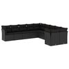 vidaXL 10-dijelni set vrtnih sofa s jastucima crni od poliratana