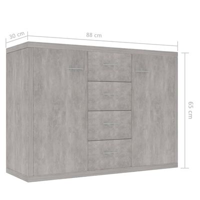 vidaXL Komoda siva boja betona 88 x 30 x 65 cm od konstruiranog drva