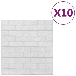 vidaXL 3D zidne tapete s uzorkom cigli samoljepljive 10 kom bijele