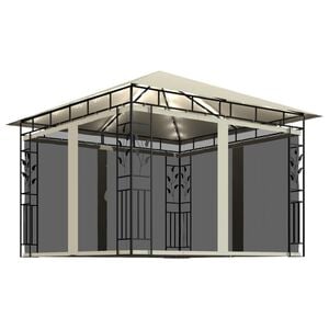 vidaXL Sjenica s mrežom i LED svjetlosnim trakama 3 x 3 x 2,73 m krem