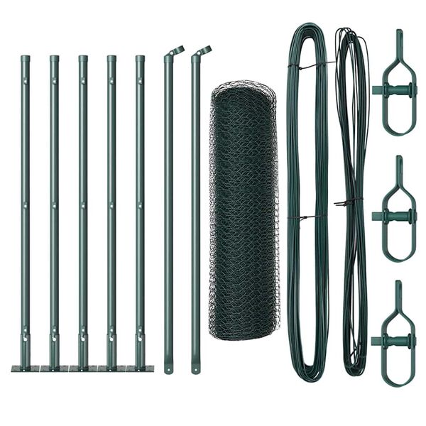 vidaXL Stup za ogradu Zelena 10 x 0,6 m (25 mm mreža) Čelik i PVC