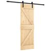 vidaXL Klizna vrata Prirodna i crna 70 x 210 cm Čvrsta borovina