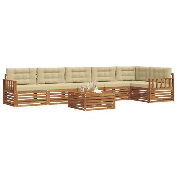 vidaXL Set vanjskih sofa s jastukom 7 pcs Prirodna i bež