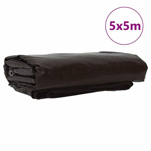 vidaXL Cerada 650g / m² Smeđa 5 x 5 m Platno s PVC premazom