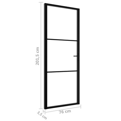 vidaXL Sobna vrata od stakla ESG i aluminija 76 x 201,5 cm crna