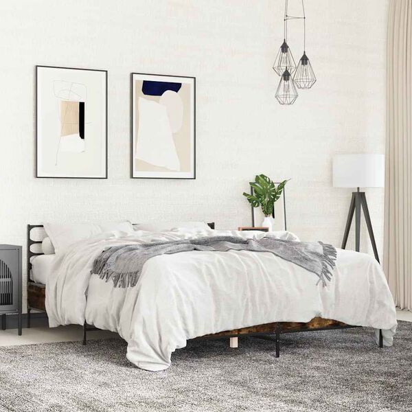 vidaXL Okvir za krevet boja hrasta 150x200cm konstruirano drvo i metal