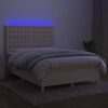 vidaXL Krevet box spring s madracem LED krem 140x190 cm od tkanine