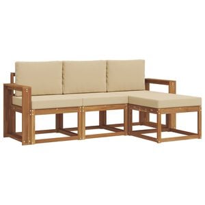 vidaXL Set vanjskih sofa s jastukom 4 pcs Prirodna i bež