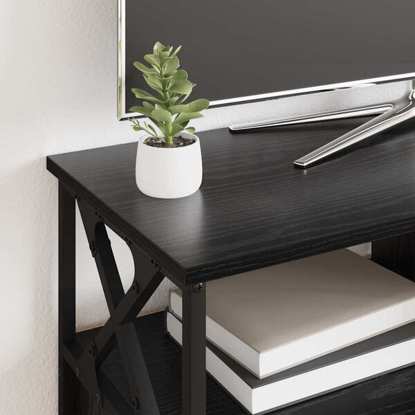 vidaXL TV ormar Crni hrast 90 x 33 x 45 cm Inženjerska drva i čelik