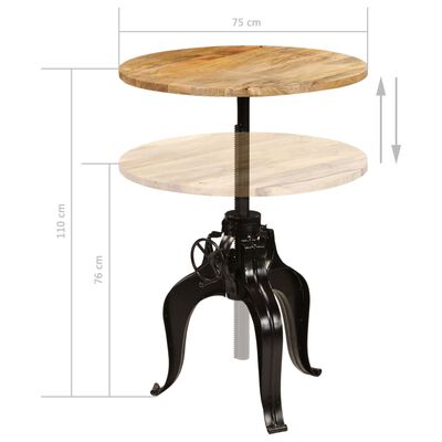 vidaXL Barski stol od masivnog drva manga 75 x (76 - 110) cm