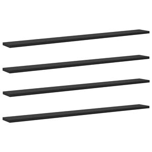 vidaXL Police za knjige 3 razina 4 kom. 100 x 10 x 1,5 cm Crna