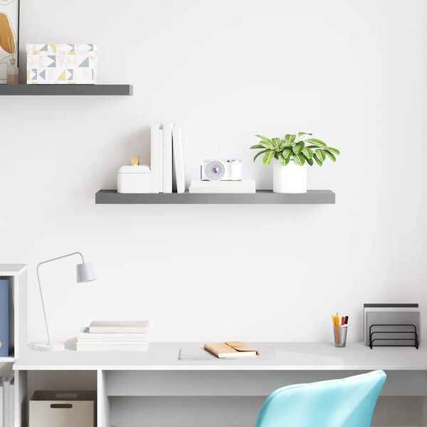 vidaXL Plutajuća zidna polica siva 90 x 23,5 x 3,8 cm MDF