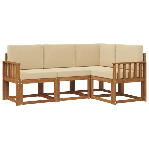 vidaXL Set vanjskih sofa s jastukom 4 pcs Prirodna i bež