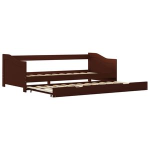 vidaXL Okvir za krevet na razvlačenje od borovine tamnosmeđi 90x200 cm